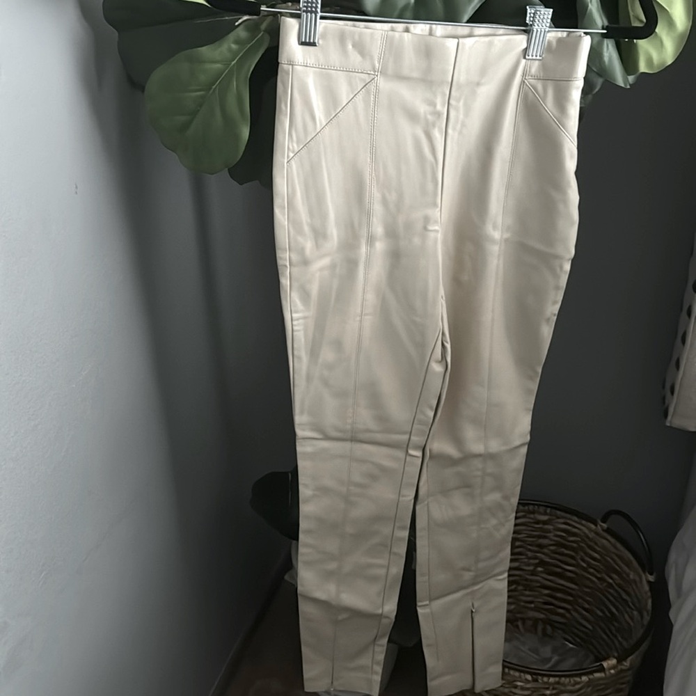 Cream color leather pants